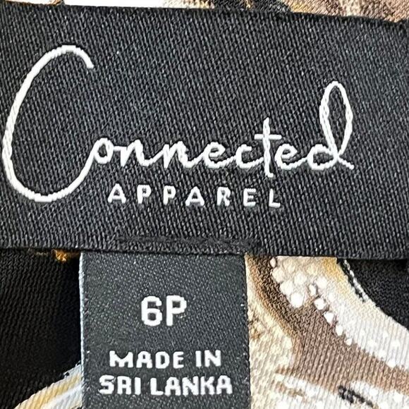 Connected Apparel Petite Womens Brown Black Jersey Knit Print Stretch Dress 6P - Picture 16 of 16